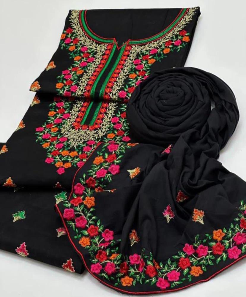 2 Pcs Women's Unstitched Cotton Embroidered Suit