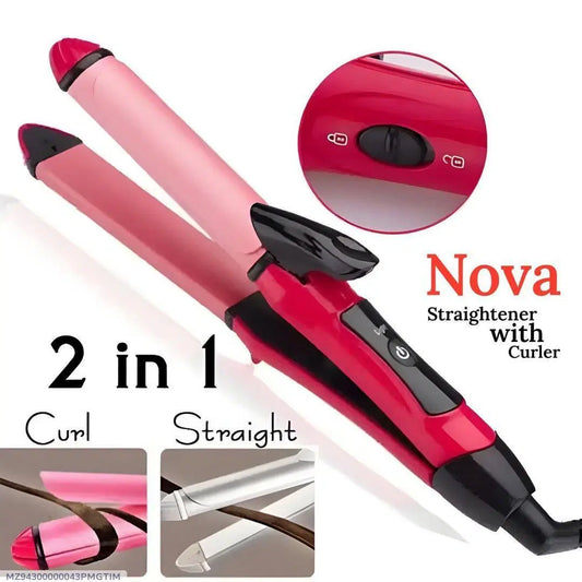 2 In 1 Corded Electric Hair Straightener - Lightweight & Portable