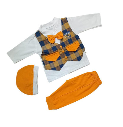 Trendy 3-Piece Cotton Set: Unisex Shirt & Trouser Combo for Effortless Style