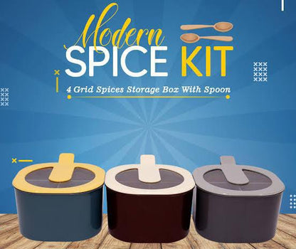 4 In 1 Modern Spice Kit, Partition Kitchen Seasoning Box, 4 Portions Spice Box With Free Spoon Modern Spice Kit – Spice Jar (random Color)