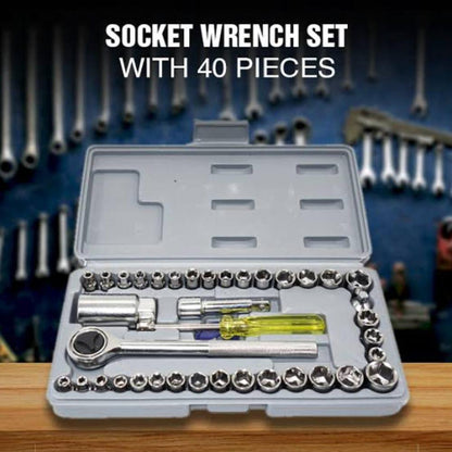 40 Pcs Socket Wrench Vehicle Tool Kit