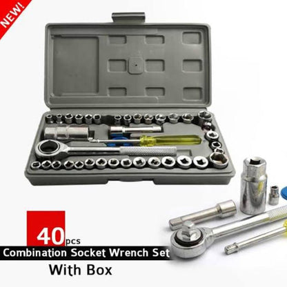 40 Pcs Socket Wrench Vehicle Tool Kit