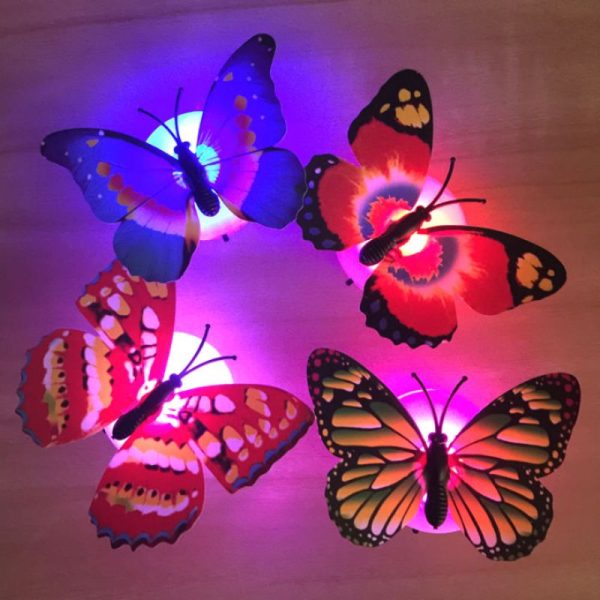 5pcs Glow In The Dark Led Butterfly Night Light Color-changing Led (random)