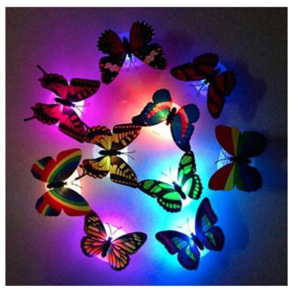 5pcs Glow In The Dark Led Butterfly Night Light Color-changing Led (random)