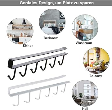 6 Hooks Metal Hanger For Kitchen Mug Cup Storage Rack Cupboard Hanging Coffee Cup Organizer (random Color)