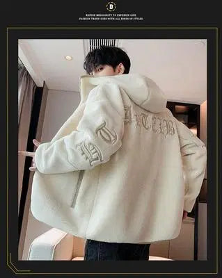 Men's Off-White Hooded Jacket - 1 Pc Polyester Hoodie