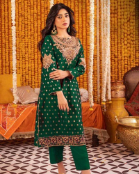 2 Pcs Women’s Stitched Katan Silk Sequins Embroidered Suit