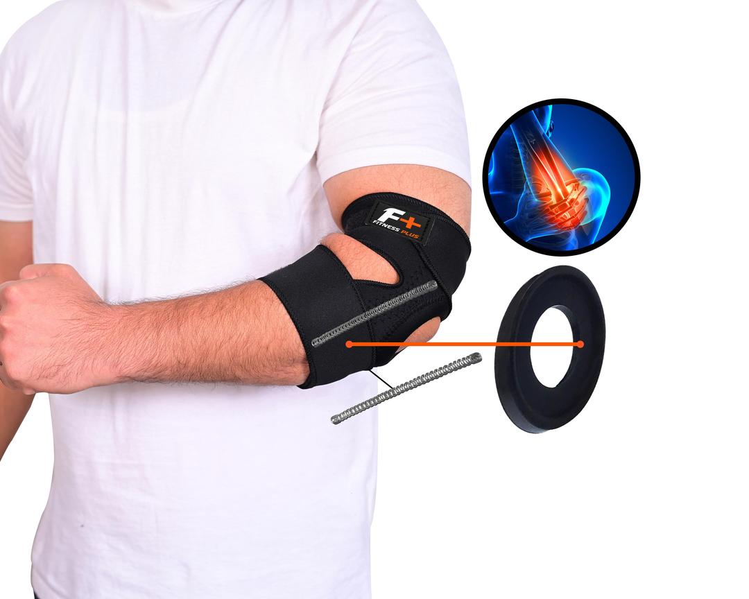 Adjustable Black Elbow Support Brace - 1 Pc with Non-Slip Grip and Padded Comfort