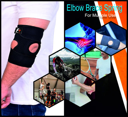 Adjustable Black Elbow Support Brace - 1 Pc with Non-Slip Grip and Padded Comfort