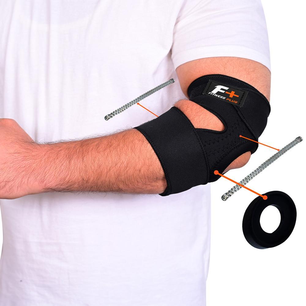 Adjustable Black Elbow Support Brace - 1 Pc with Non-Slip Grip and Padded Comfort