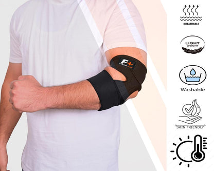 Adjustable Black Elbow Support Brace - 1 Pc with Non-Slip Grip and Padded Comfort