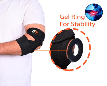 Adjustable Black Elbow Support Brace - 1 Pc with Non-Slip Grip and Padded Comfort