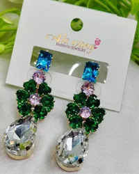 Imported Exquisite Gemstone Drop Earrings – Dazzle In Multicolor Elegance | Best Quality Artificial Earrings For Girls & Women | Jewelry For Girls & Women