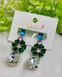 Imported Exquisite Gemstone Drop Earrings – Dazzle In Multicolor Elegance | Best Quality Artificial Earrings For Girls & Women | Jewelry For Girls & Women