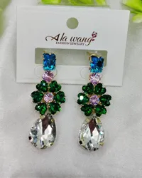 Imported Exquisite Gemstone Drop Earrings – Dazzle In Multicolor Elegance | Best Quality Artificial Earrings For Girls & Women | Jewelry For Girls & Women