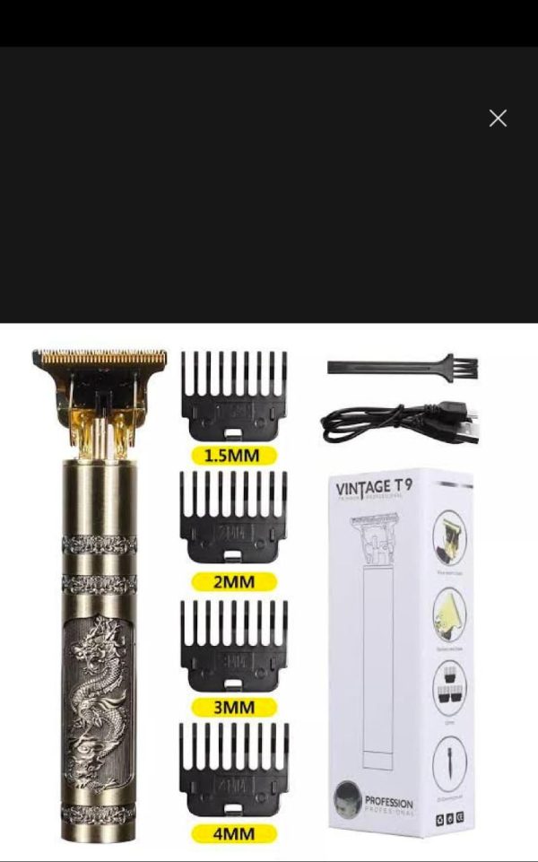 Metal Body – Vintage T9 Trimmer And Hair Clipper Cutting Machine For Men | Dragon Design | Golden Color Trimmer
