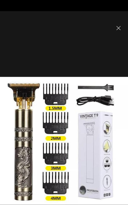 Metal Body – Vintage T9 Trimmer And Hair Clipper Cutting Machine For Men | Dragon Design | Golden Color Trimmer