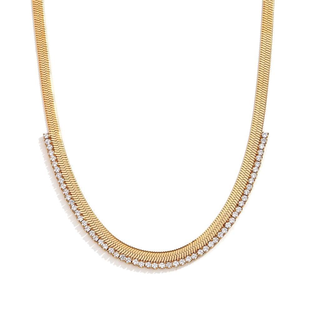 Plain Gold Plated Zircon Necklace