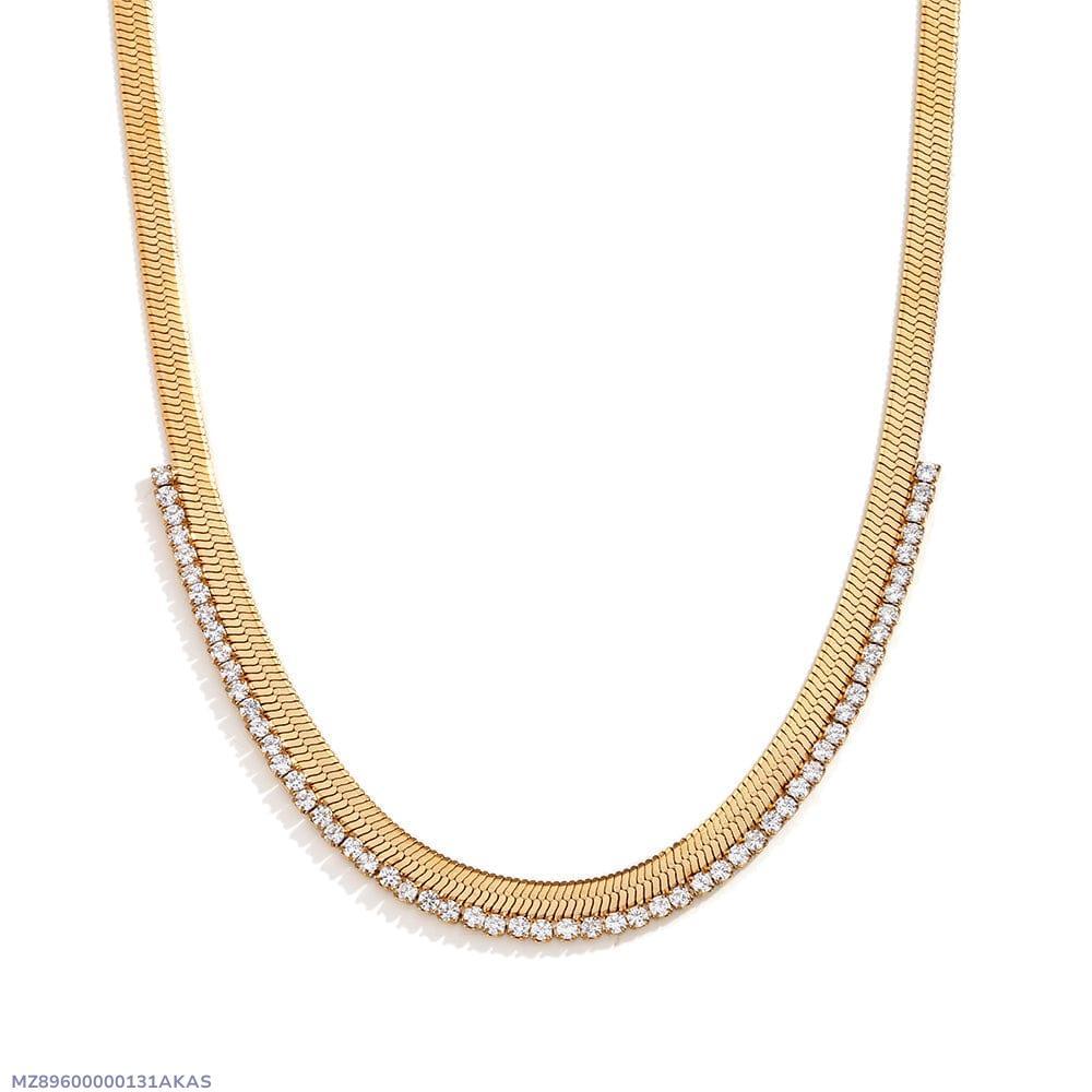 Plain Gold Plated Zircon Necklace