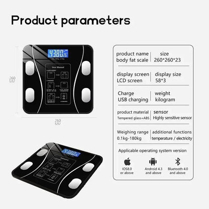 Portable Bluetooth Weight Machine - 1 Pc Toughened Glass Design