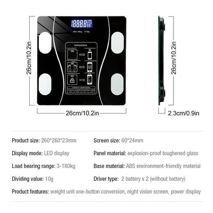 Portable Bluetooth Weight Machine - 1 Pc Toughened Glass Design