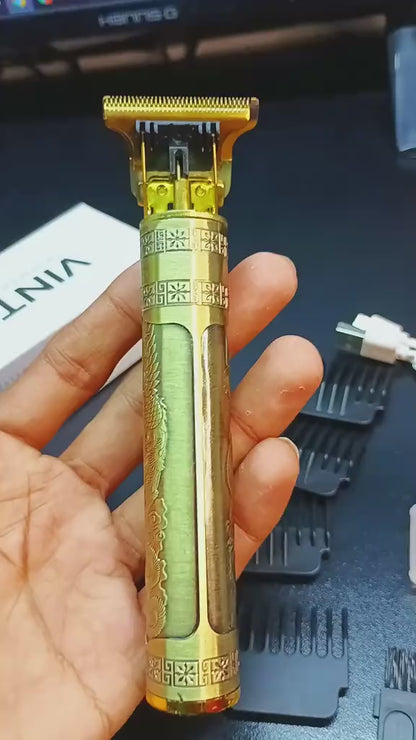 Metal Body – Vintage T9 Trimmer And Hair Clipper Cutting Machine For Men | Dragon Design | Golden Color Trimmer