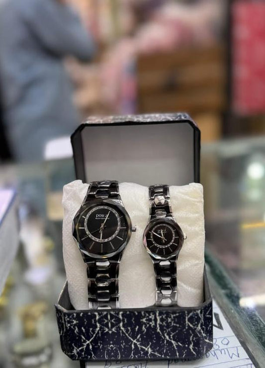 Elegant Quartz Couple Watches – 2-Piece Set, Reliable Analogue Timepieces for Him & Her