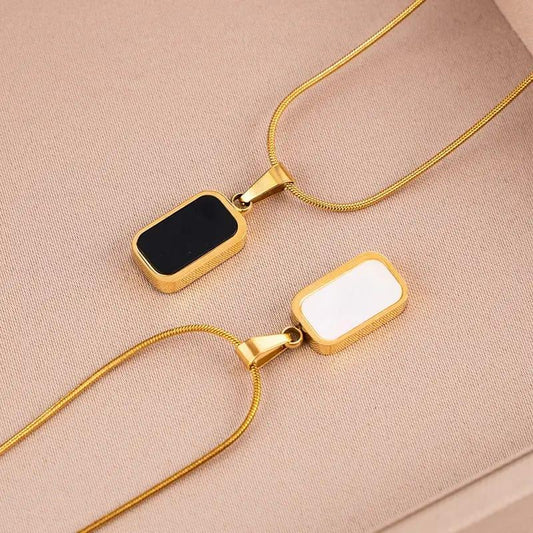 Stunning Gold Plated Black Stone Plain Necklace - 1 Pc